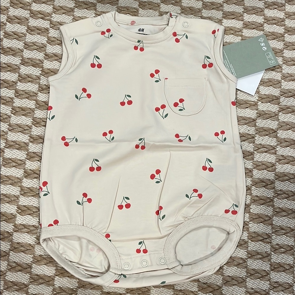 H&M Cream Romper with Cherry Print